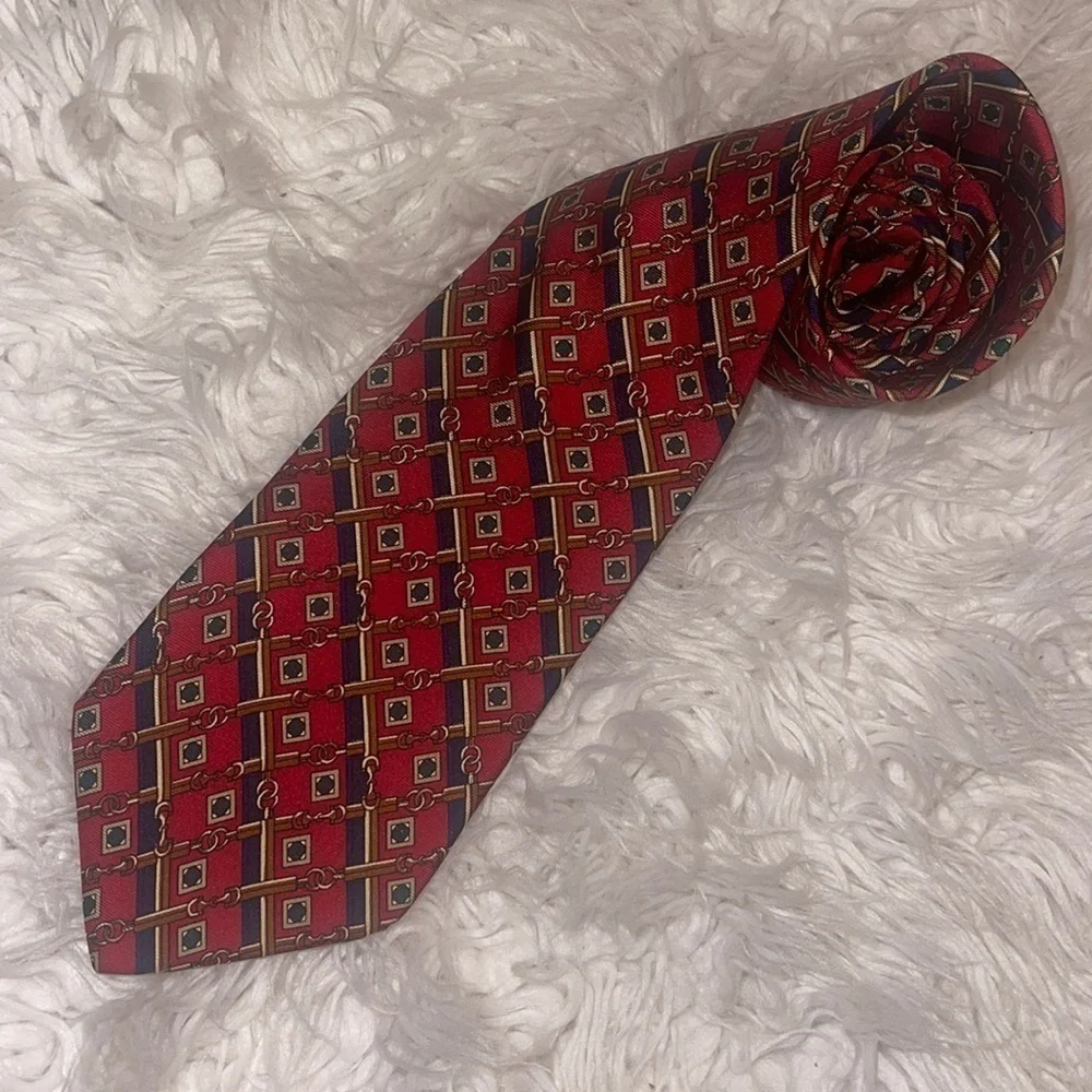Brooks Brothers tie Bridle Bit Equestrian Silk 3.5” wide Tie.